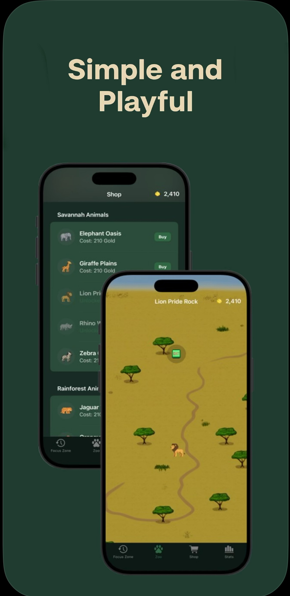 PomoZoo Features Screen